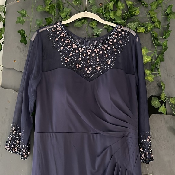 Alex Evening A-Line Mesh Gown With Beaded illusion Sweetheart Neckline Size 16P - Picture 2 of 16